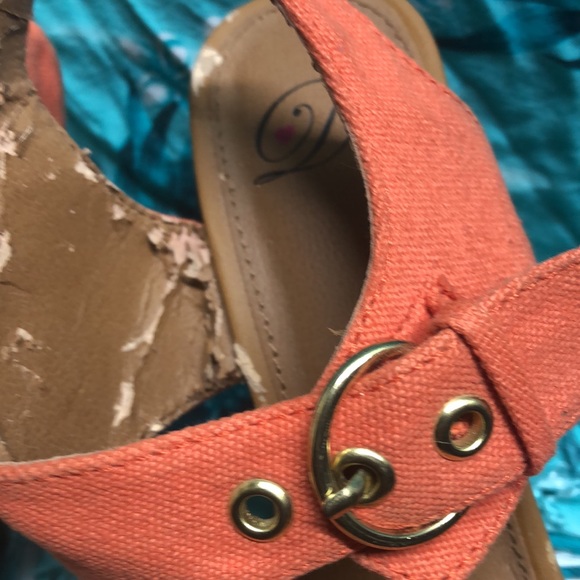 D 💖 size 7 orange cork wedges shoes wear 5.5” heel - Picture 6 of 10